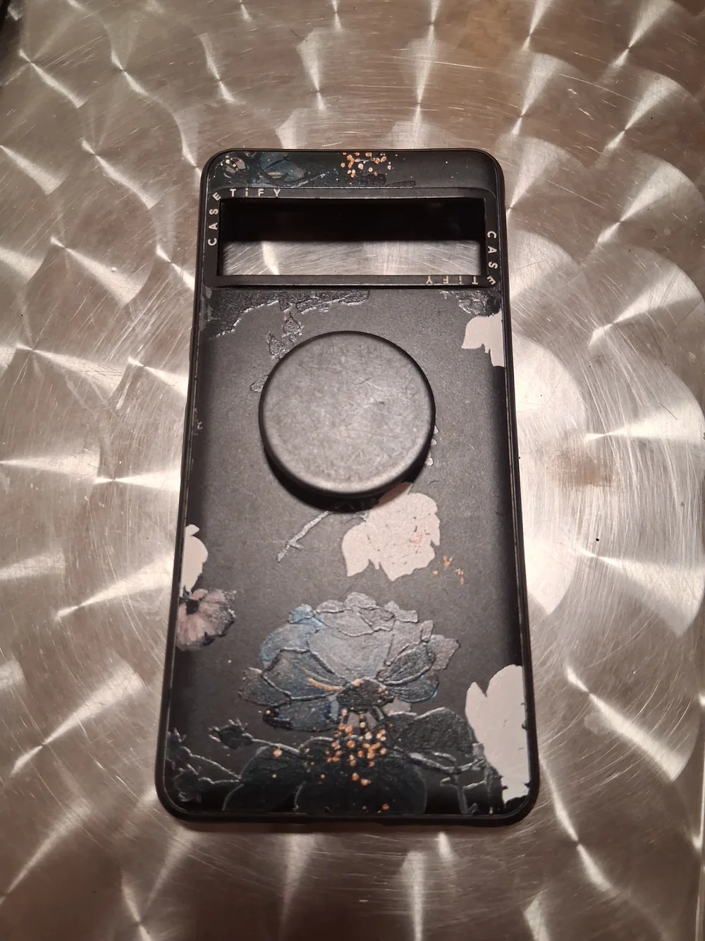 Magsafe Black Floral Phone Case with Pop Socket For All Google Pixel Models